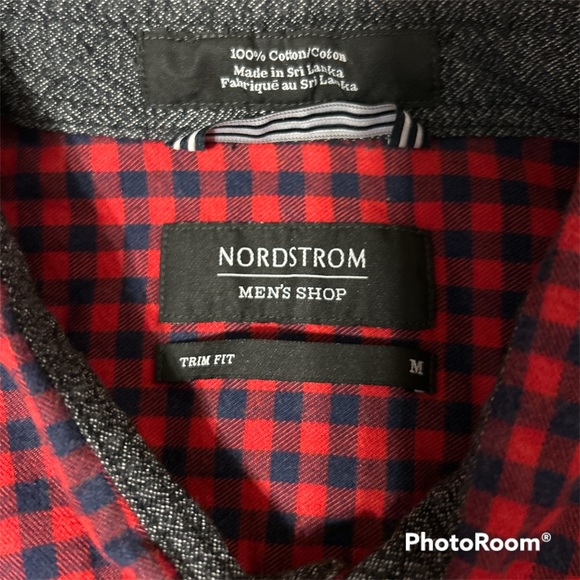 EUC Nordstrom Men’s Shop Red & Blue Checkered Flannel Button Down Size Medium - Picture 4 of 4